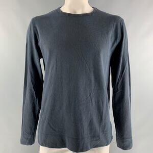 OFFICINE GENERALE Size XL Navy Solid Cotton Pullover